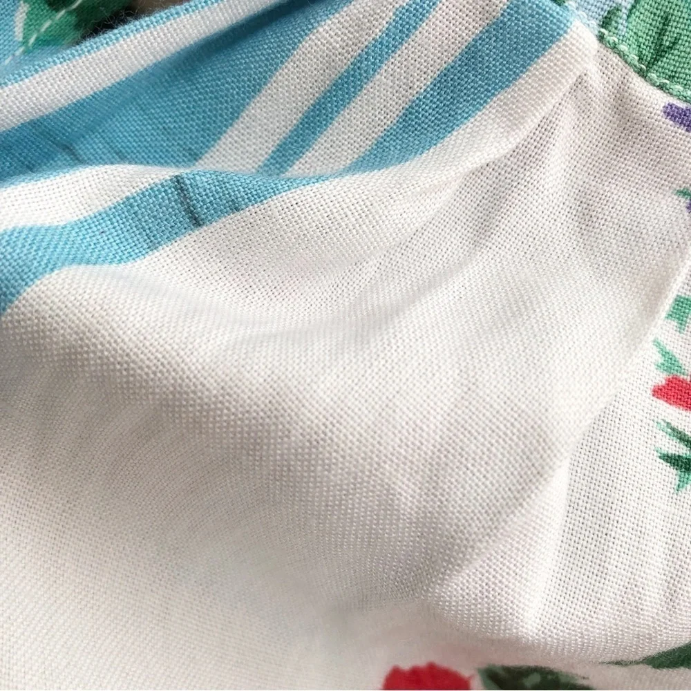 Vintage 90s Prairie Cottagecore Floral Striped Rayon Midi Skirt Belted Size 10